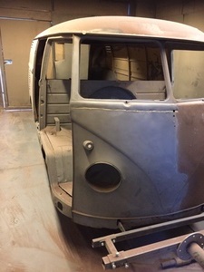 VW Camper Van side after shot blasting.